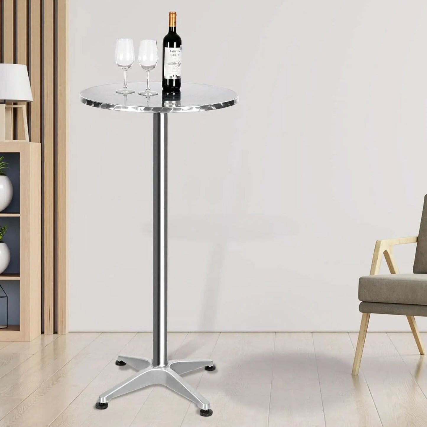 24 Inch Folding Pub Table With Black Height Adjustable from PriceLows™
