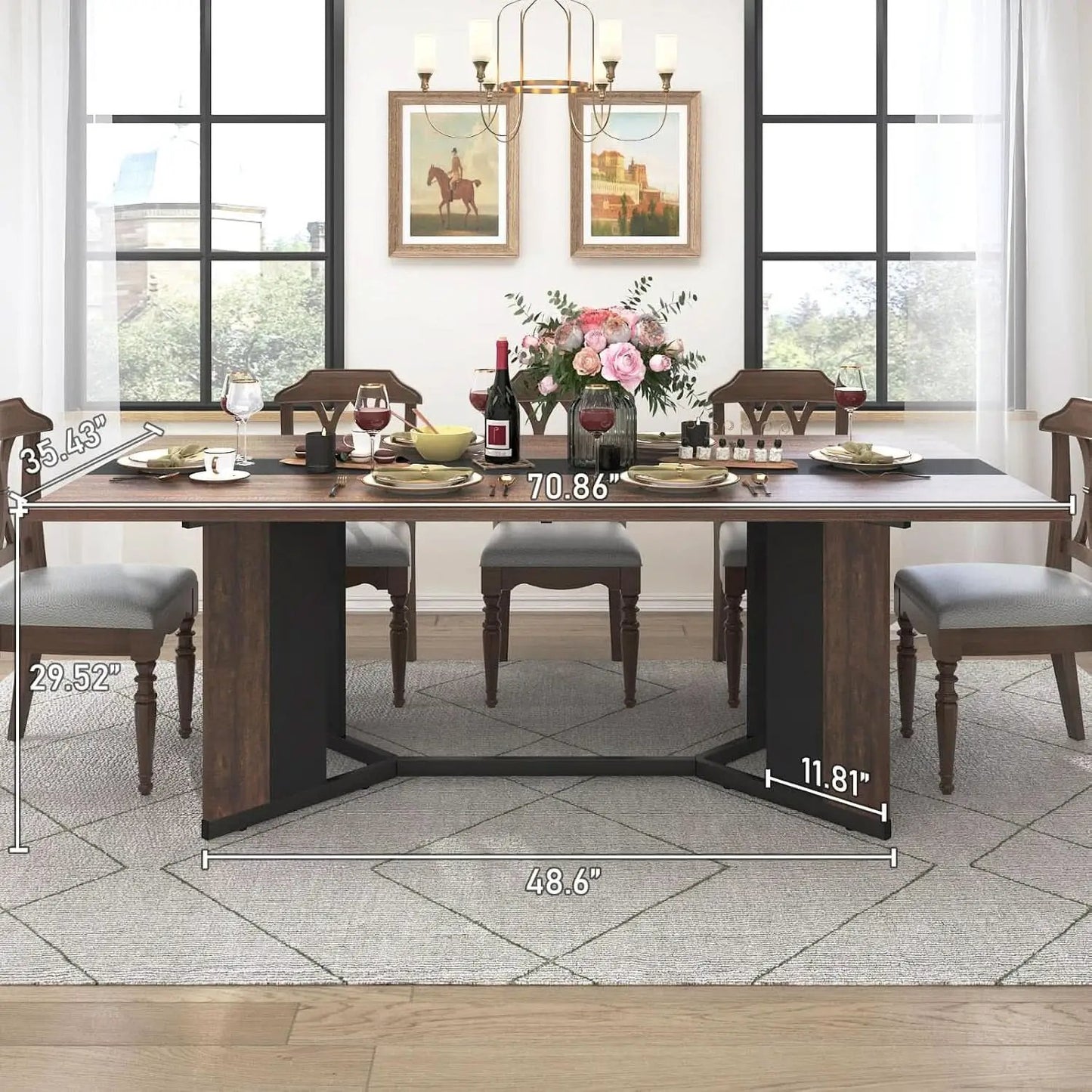 71In Large Rectangular Dining Table With Brown Tabletop from PriceLows™