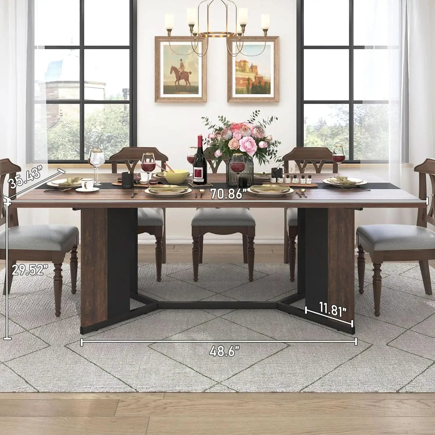 71In Large Rectangular Dining Table With Brown Tabletop from PriceLows™