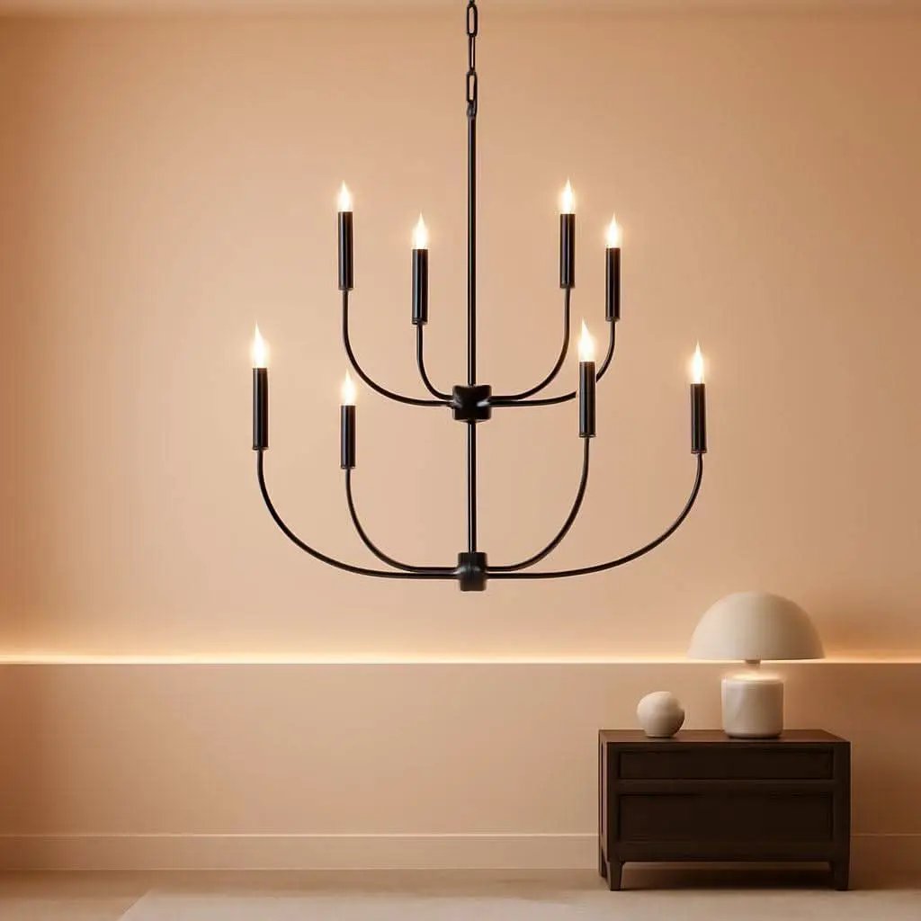 Nine Light Black Chandelier For Entryway Modern Farmhouse from PriceLows™