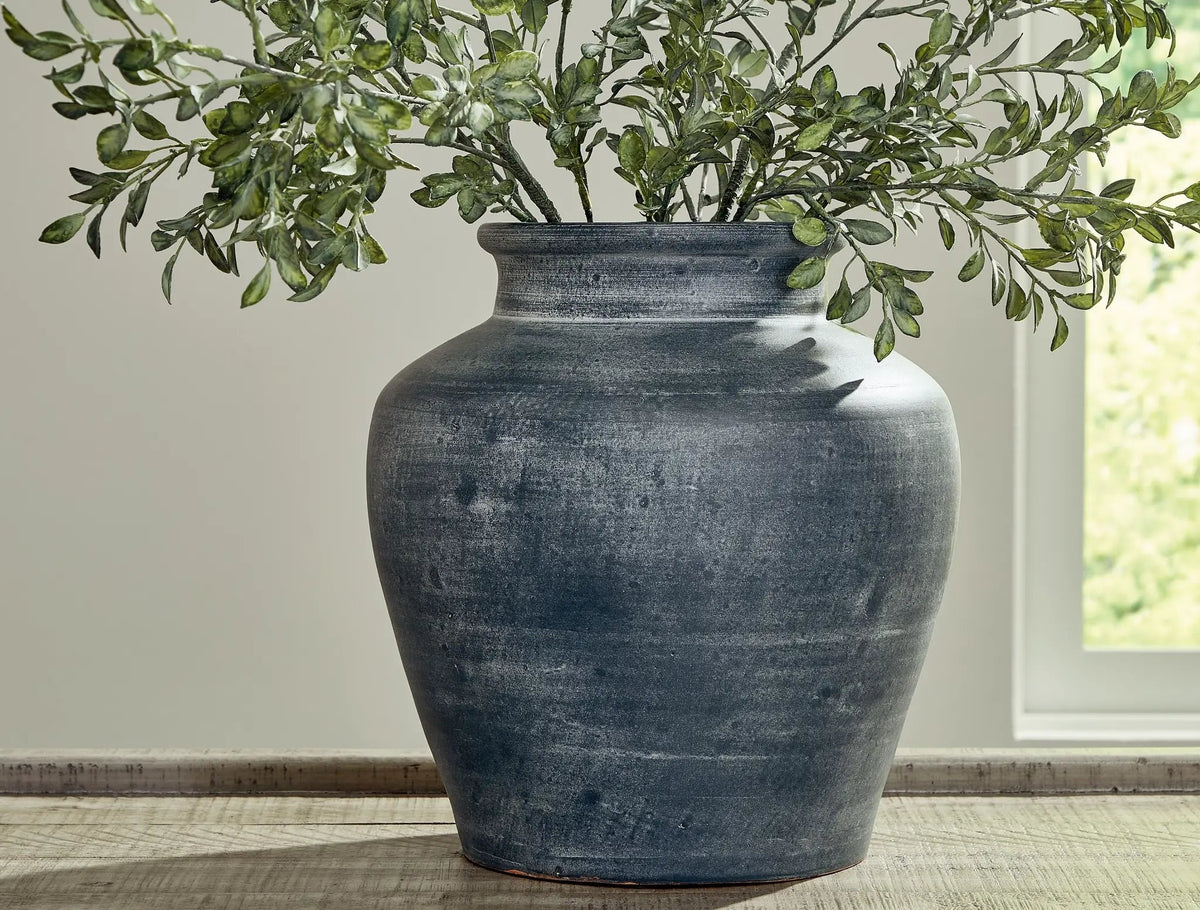 Meadie 12 Inch Ceramic Vase | Distressed Finish | Time-Worn Weathered Look | Artisanal Character