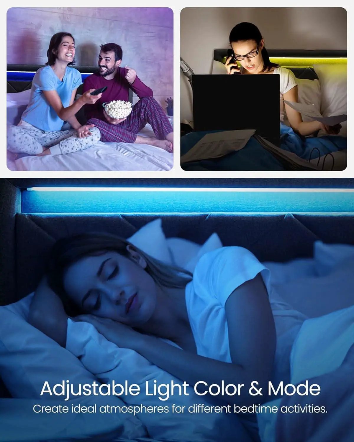 Illuminated Full Size Bed Frame With USB C Ports Headboard from PriceLows™