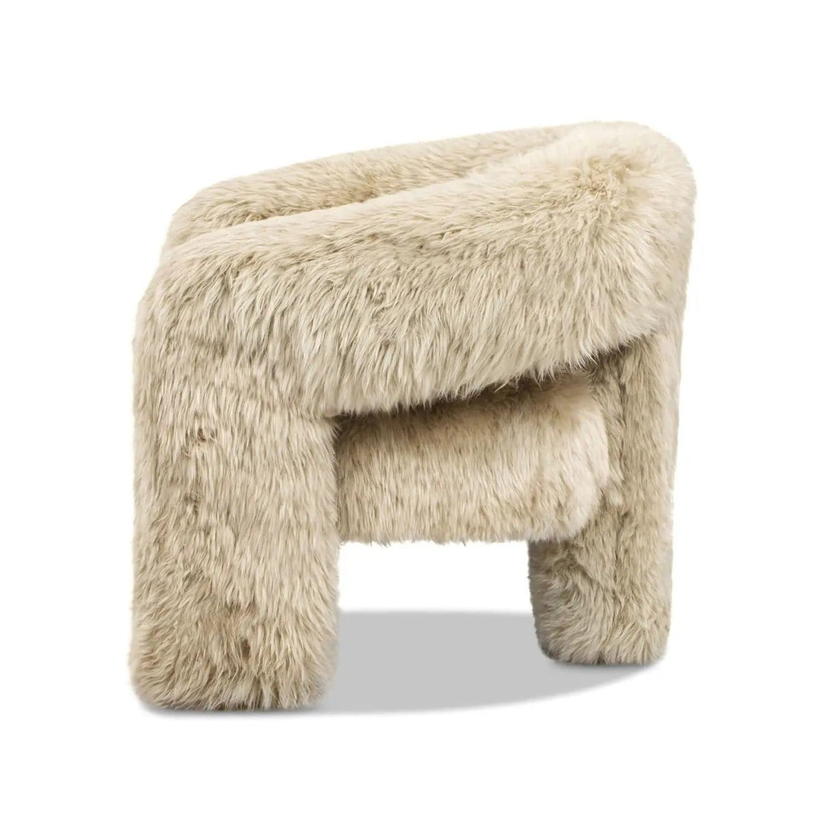Avalon Genuine Sheepskin Fur Split Barrel Back Accent Chair | 30.5 x 35 x 30.5 in | Living Room Furniture | Natural Blonde