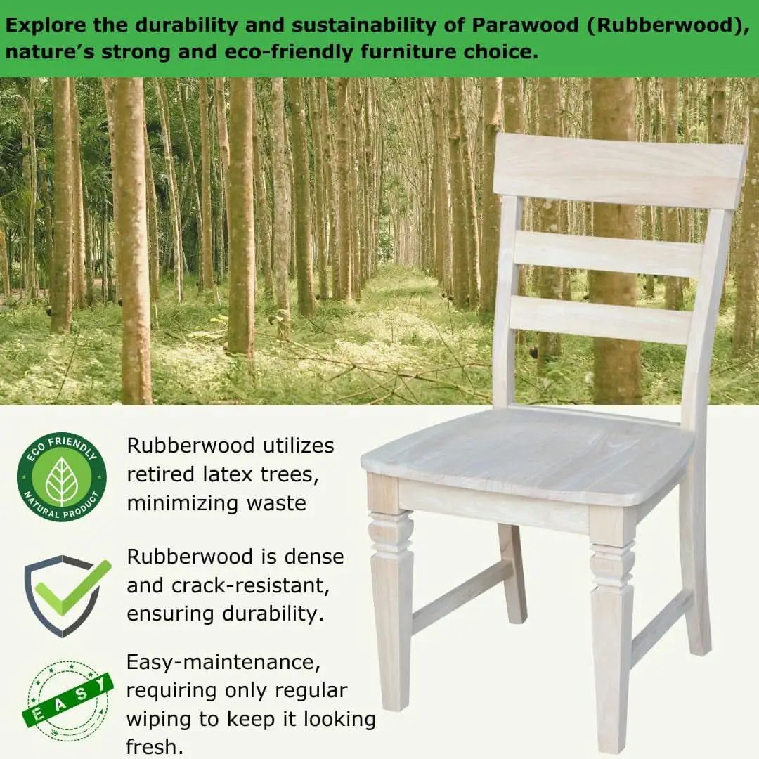 Two Java Dining Chairs Unfinished Parawood 225 Lb Capacity from PriceLows™