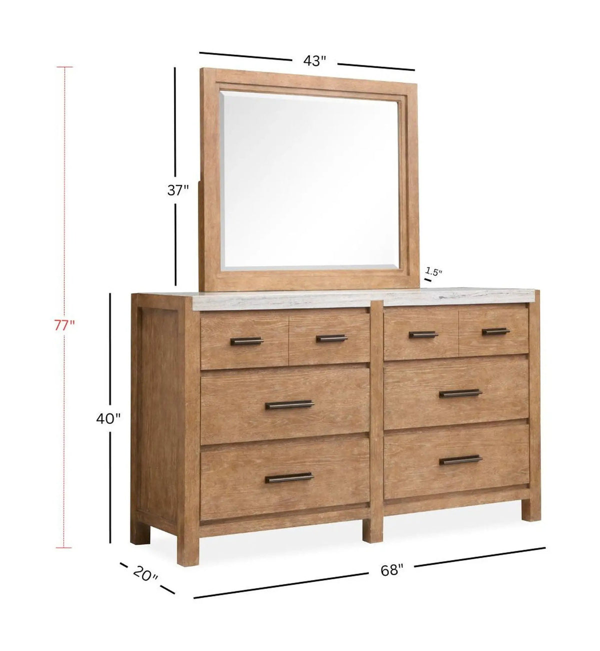 Plum Creek Drawer Dresser | 68 Inch Width | Seasonless Style | Tranquil Elegance