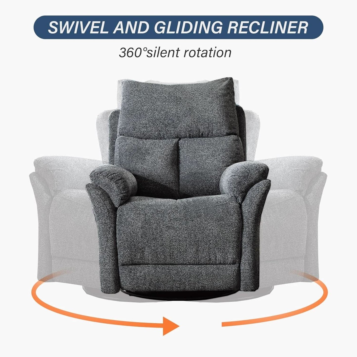Swivel Rocker Recliner Chair Gray Fabric For Small Spaces from PriceLows™
