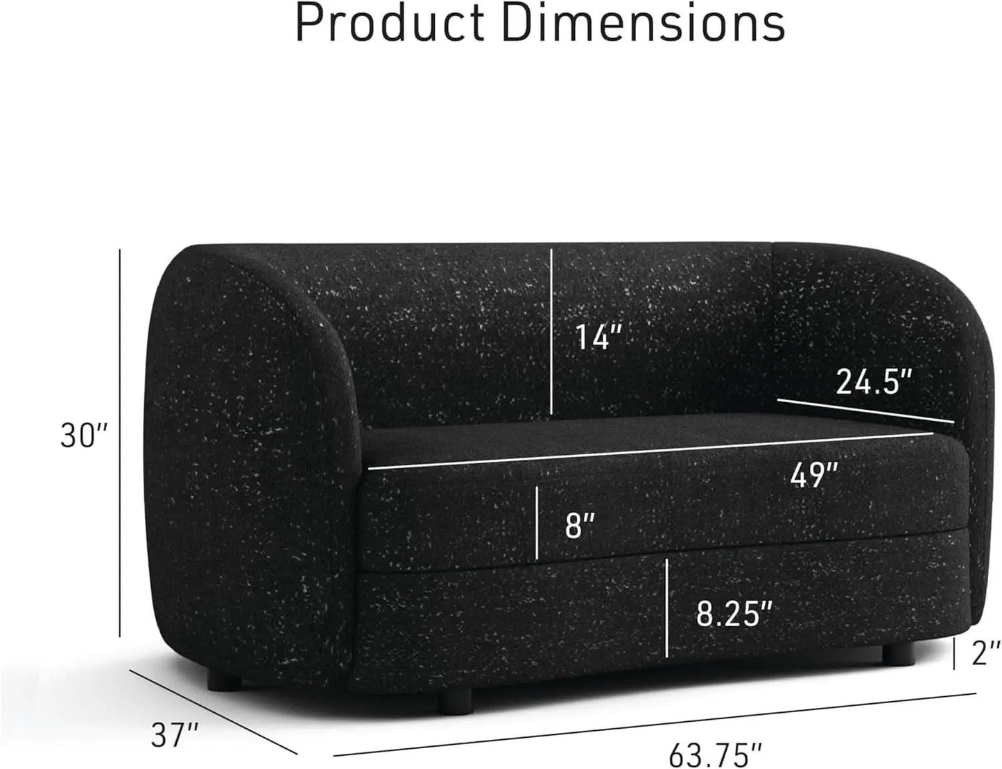 Nimiane Modern Boucle Sofa Set Black With Curved Arms from PriceLows™
