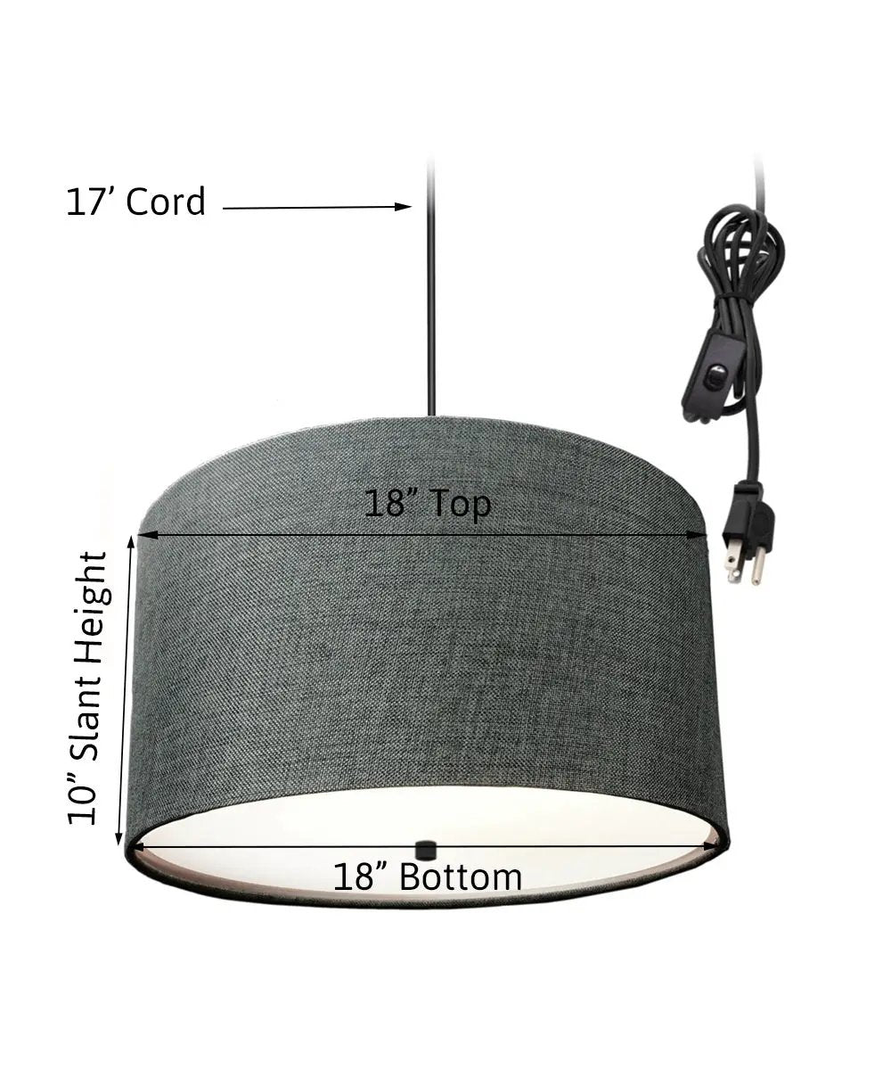 Swag Plug In Pendant | 2 Light | Granite Gray With Diffuser | 18 W Width