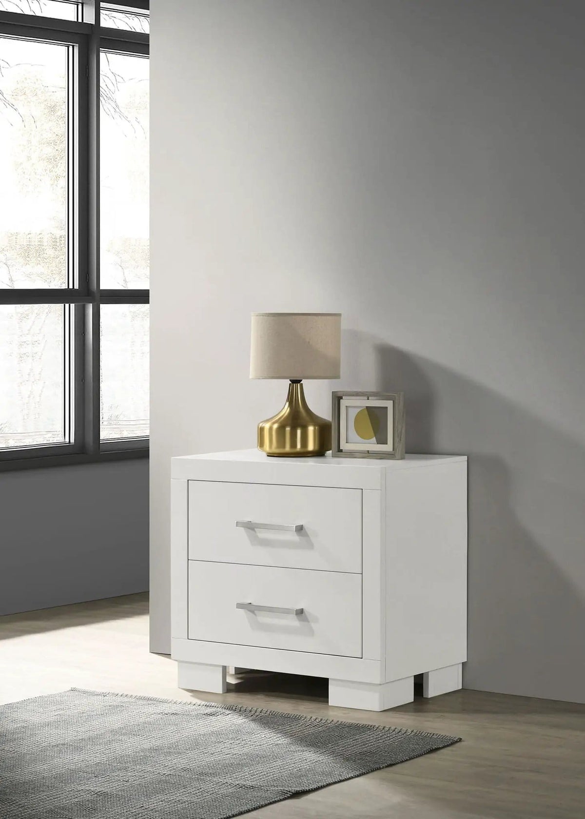 Jessica 2-drawer Nightstand Snow | 26 x 15 x 23 in | Wood | White