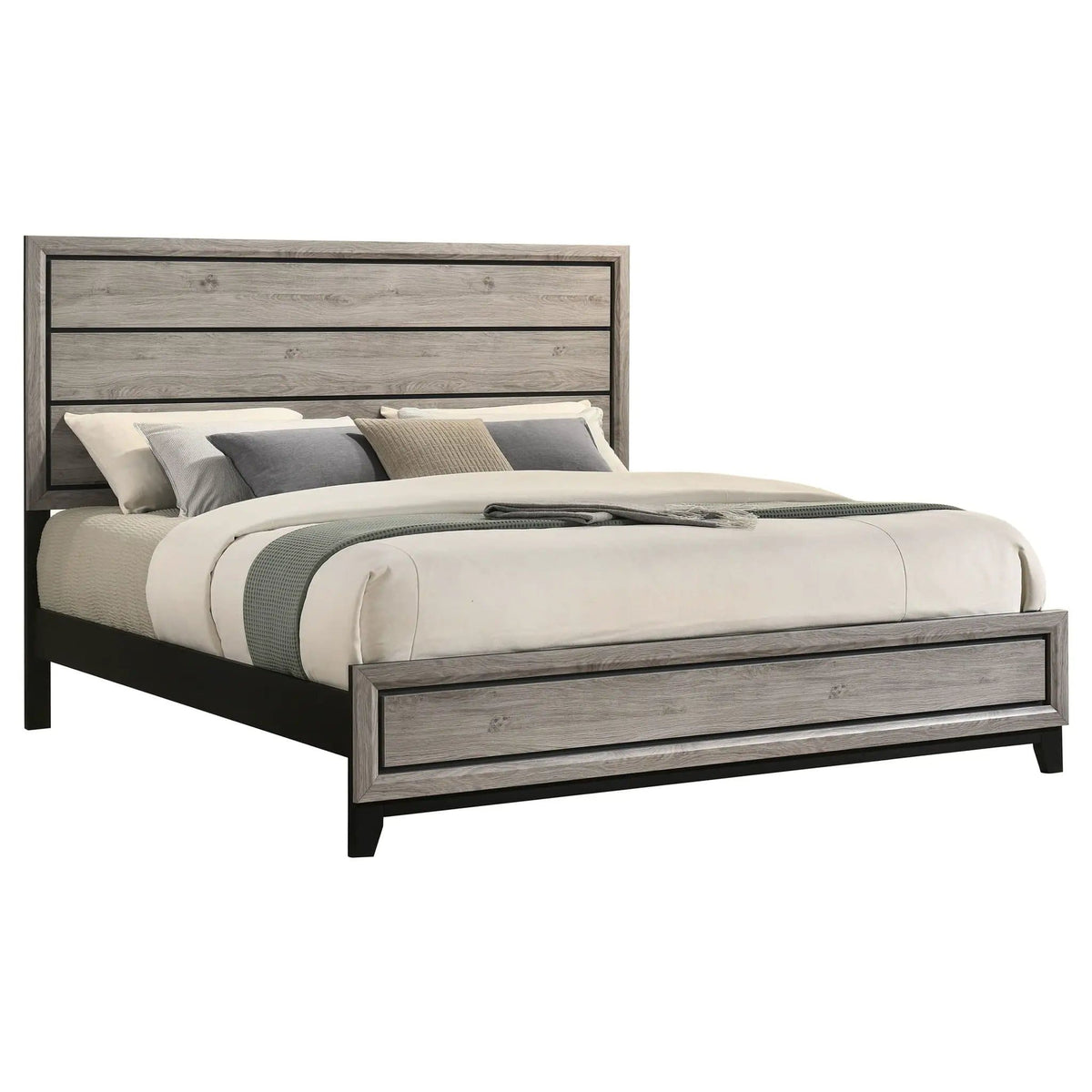 Valen Wood Eastern King Panel Bed Light | 79.5 x 84.5 x 56.25 in | Rubberwood & Engineered Wood | Taupe
