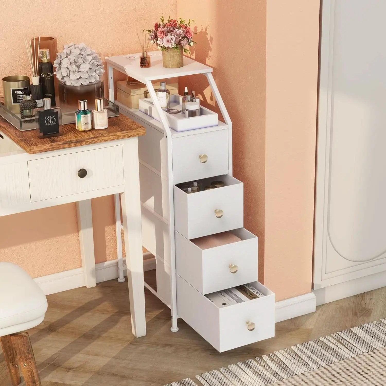 UltraSlimVertical Dresser With USB Charging Station White from PriceLows™