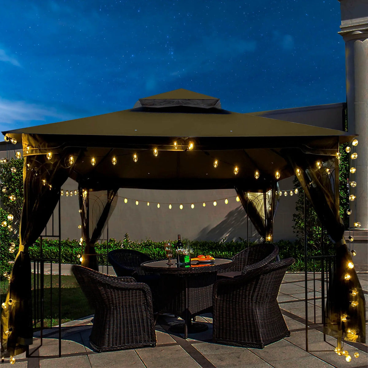 Patio Gazebo Tent | Ventilated Double Roof | Mosquito Net | Steel Frame