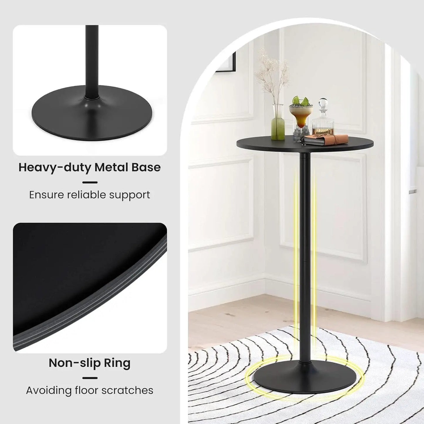 Bar Table Convertible Height Twenty Four Inch RoundTop Surface from PriceLows™