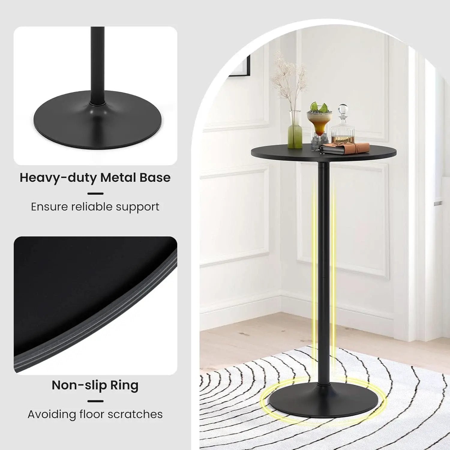 Bar Table Convertible Height Twenty Four Inch RoundTop Surface from PriceLows™