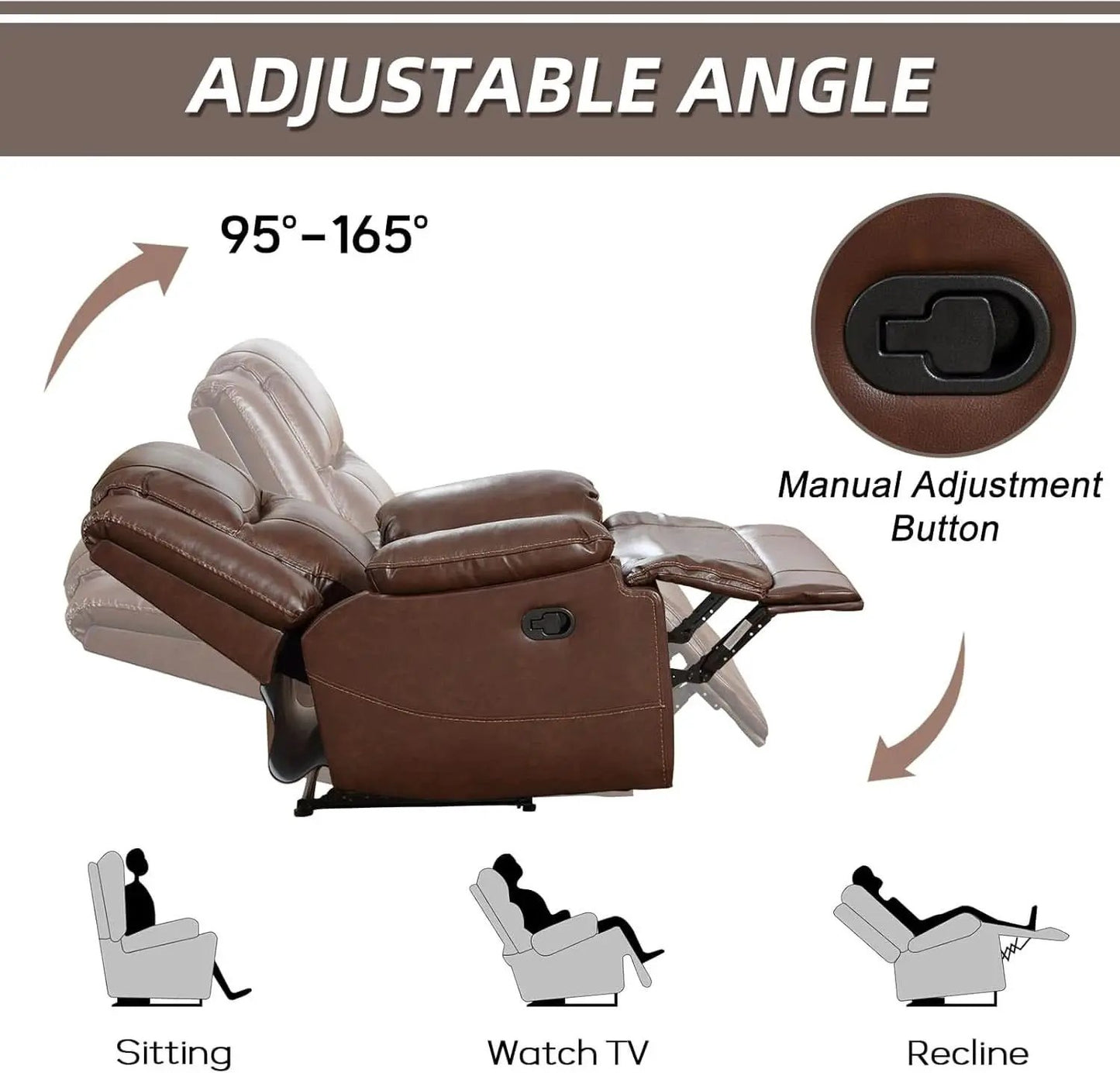 Manual Recliner Sofa Set Brown Living Room Collection from PriceLows™