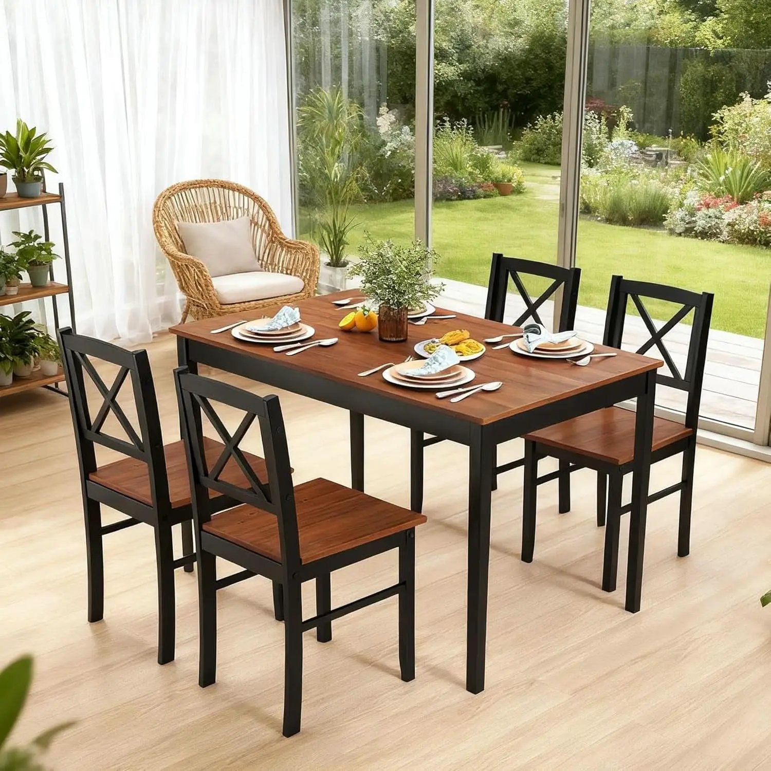 Executive Solid Rubber Wood Space Saving Dining Set from PriceLows™