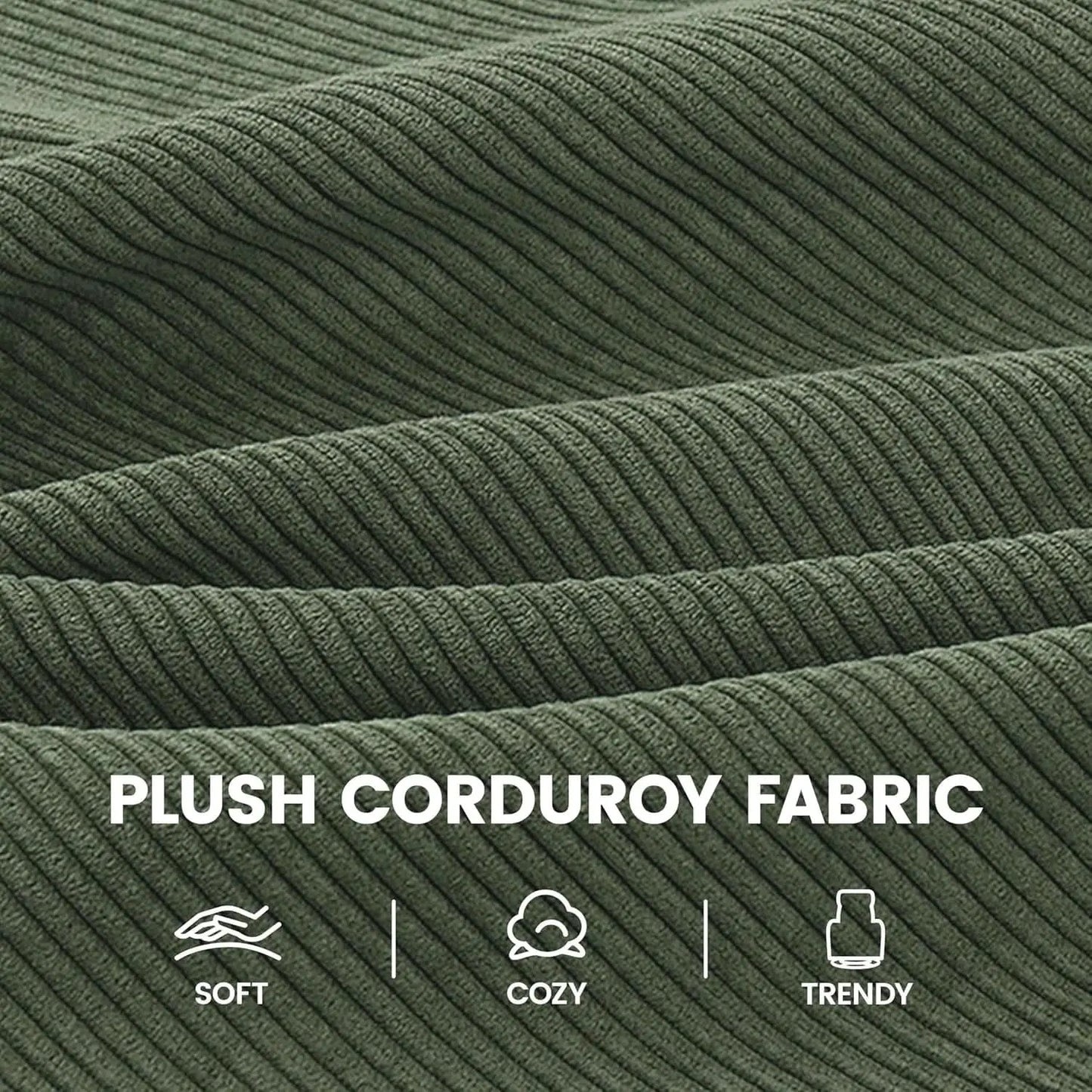 Corduroy Dark Green High-Back Armchair With Pockets from PriceLows™