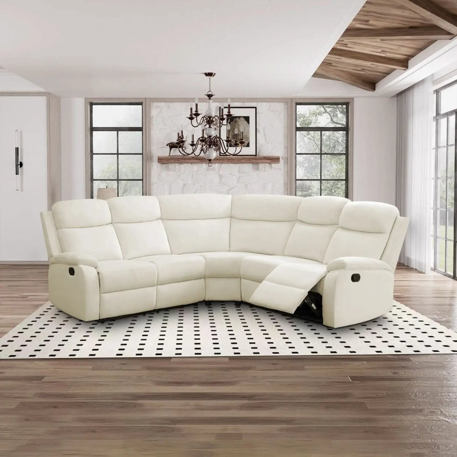 Off White Recliner Sectional Sofa Five Seats Living Room from PriceLows™