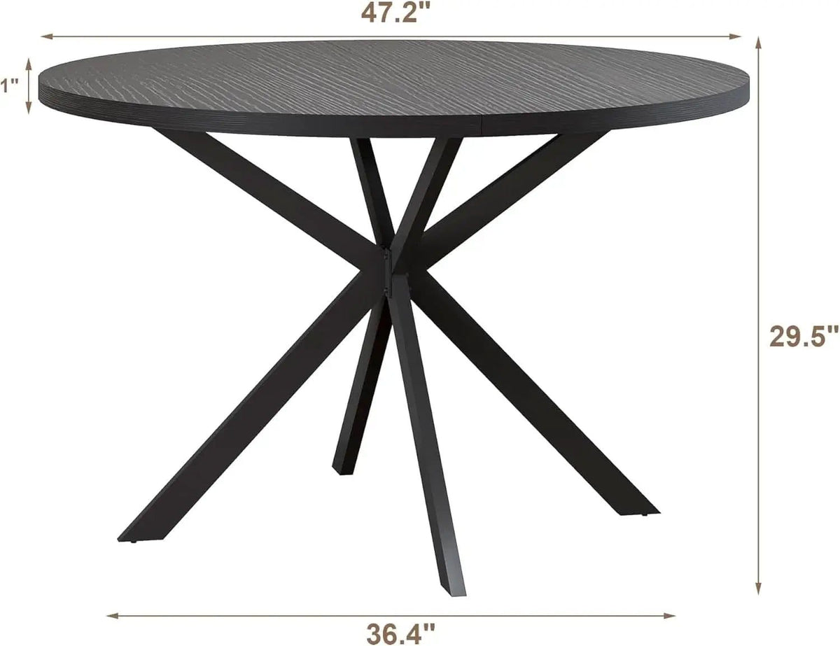 47.2 Inch Circular Dining Table Matte Black Finish from PriceLows™