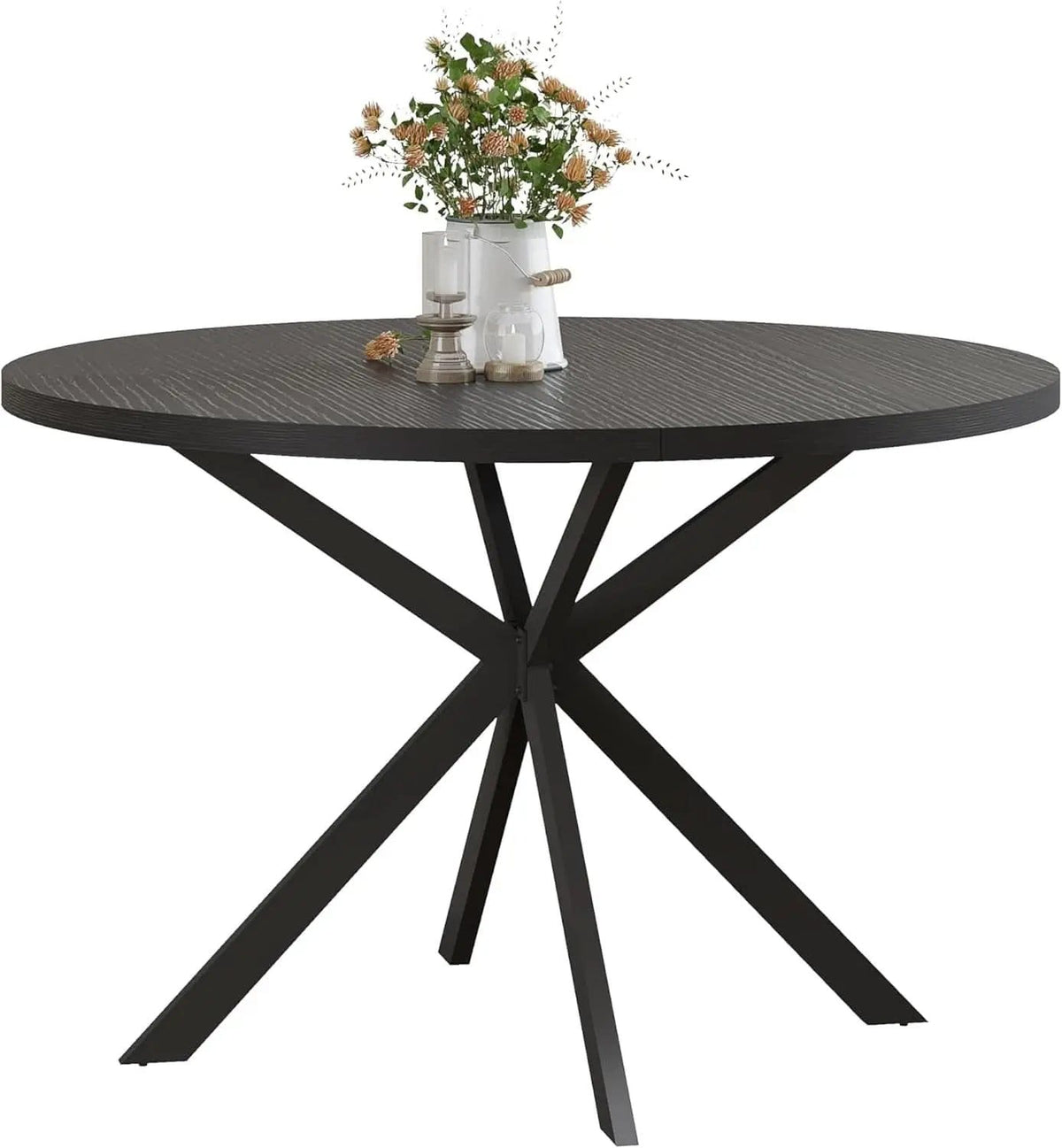 47.2 Inch Circular Dining Table Matte Black Finish from PriceLows™