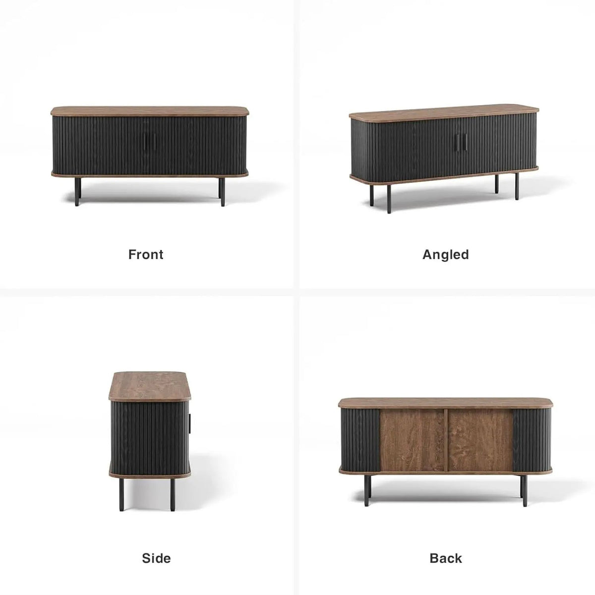 47 Inch Black TV Stand With Sliding Doors And Storage from PriceLows™