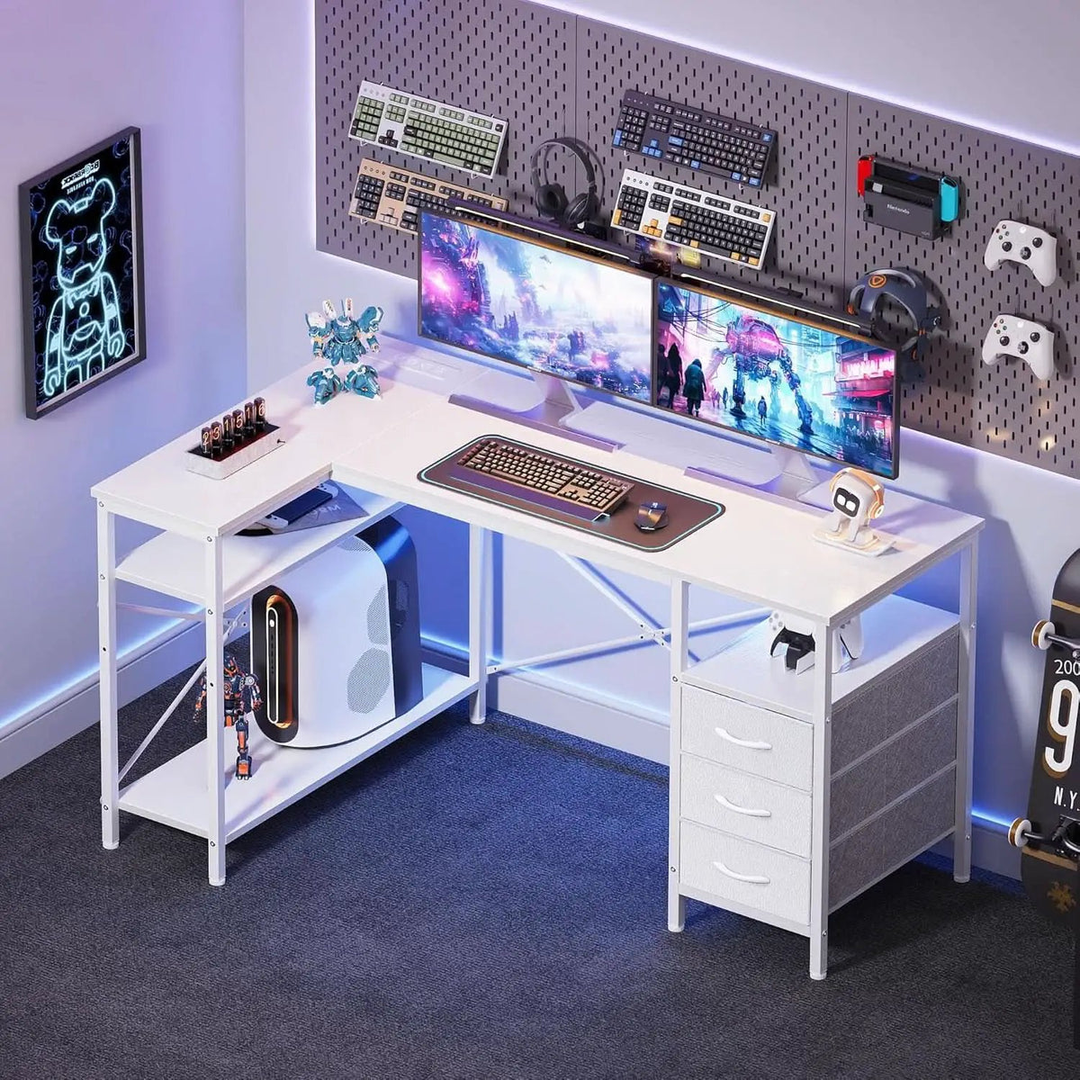 47 Inch L Shaped Desk With Power Outlets For Home Office from PriceLows™