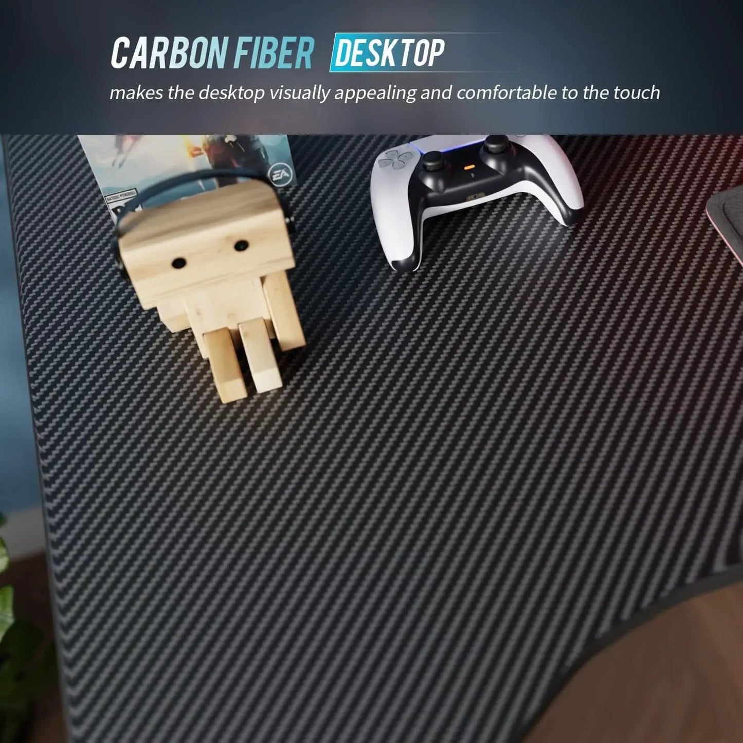 47 Inch Carbon Fiber Gaming Desk with Cup Holder from PriceLows™