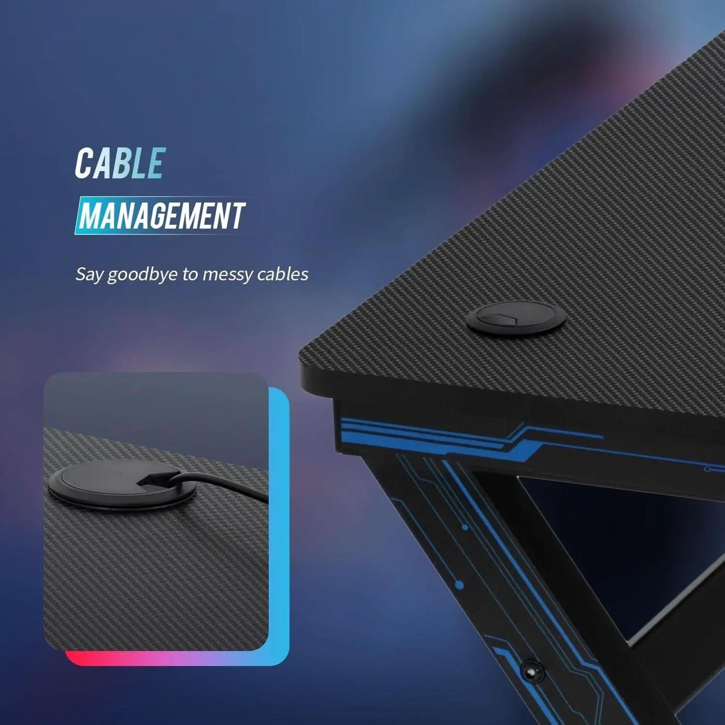 47 Inch Carbon Fiber Gaming Desk with Cup Holder from PriceLows™