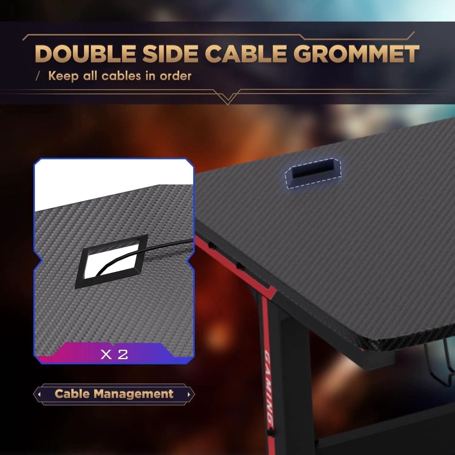 47 Inch T Shaped Gaming Desk With Cup Holder And Headphone Hook from PriceLows™