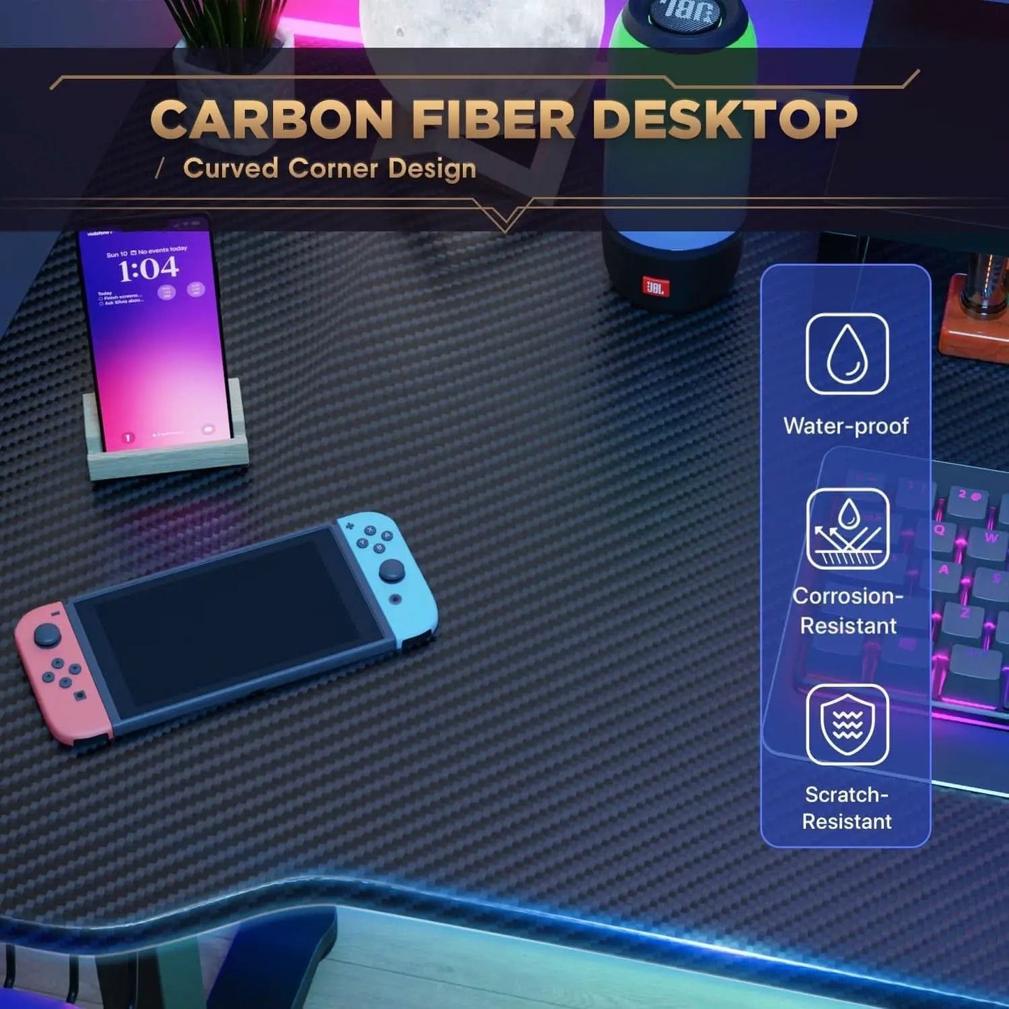 47 Inch T Shaped Gaming Desk With Cup Holder And Headphone Hook from PriceLows™