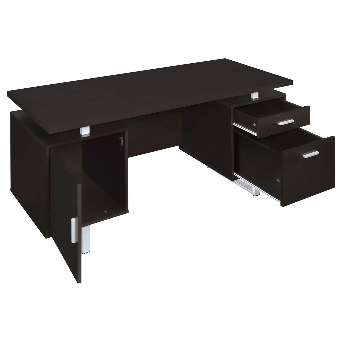 Lawtey 60-inch 2-drawer Office Computer Desk | 60 x 23.5 x 30 in | Metal & Veneer | Cappuccino