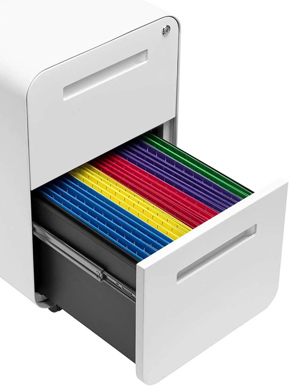 White 2 Drawer Mobile File Cabinet With Lock Under Desk from PriceLows™
