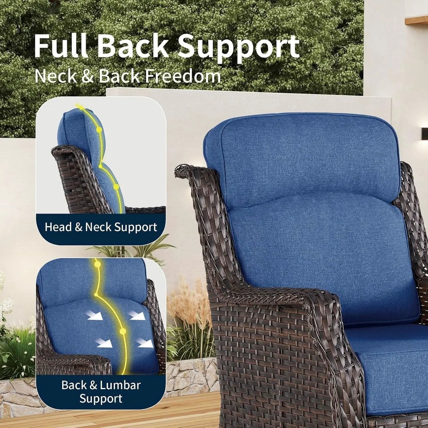 Comfortable Wicker Swivel Rocker Chairs With Side Table from PriceLows™