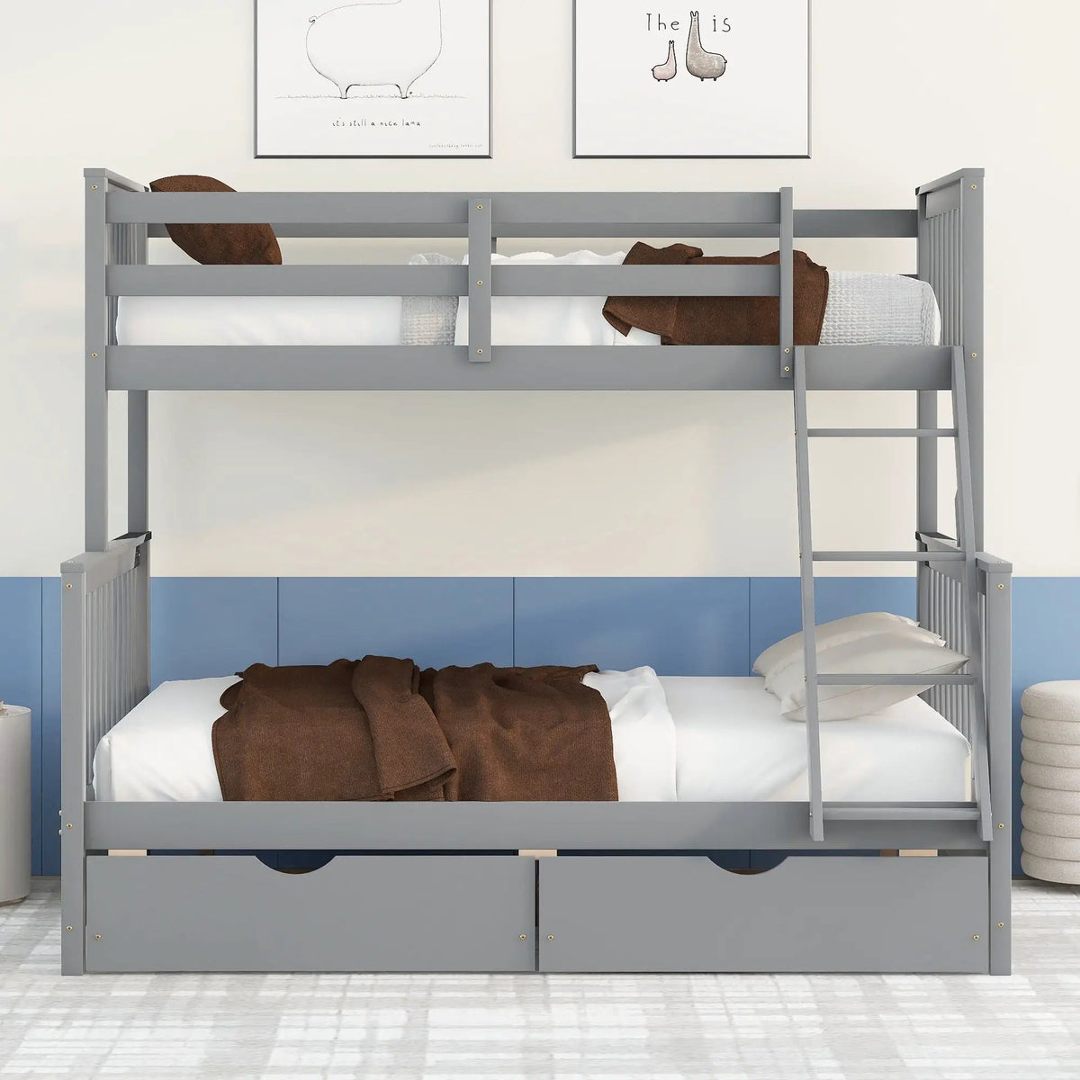 Bunk Bed With Ladders | 2 Storage Drawers | Space-Saving Design | Sleepover Ready