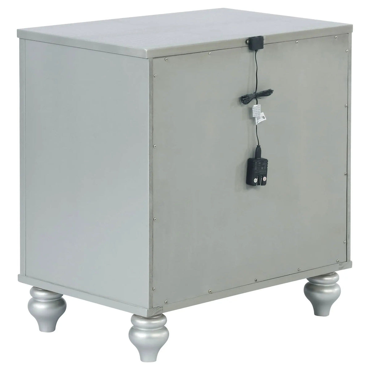 Gunnison 2-drawer Nightstand Silver Metallic | 28 x 18 x 29.25 in | Crystal | Bedroom
