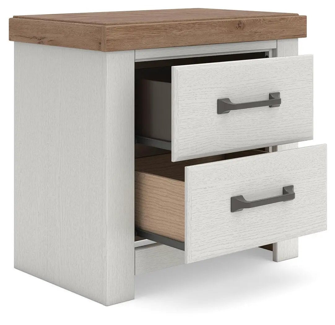 Nightstand | Two Drawer | Farmhouse Style | Dark Brass Hardware