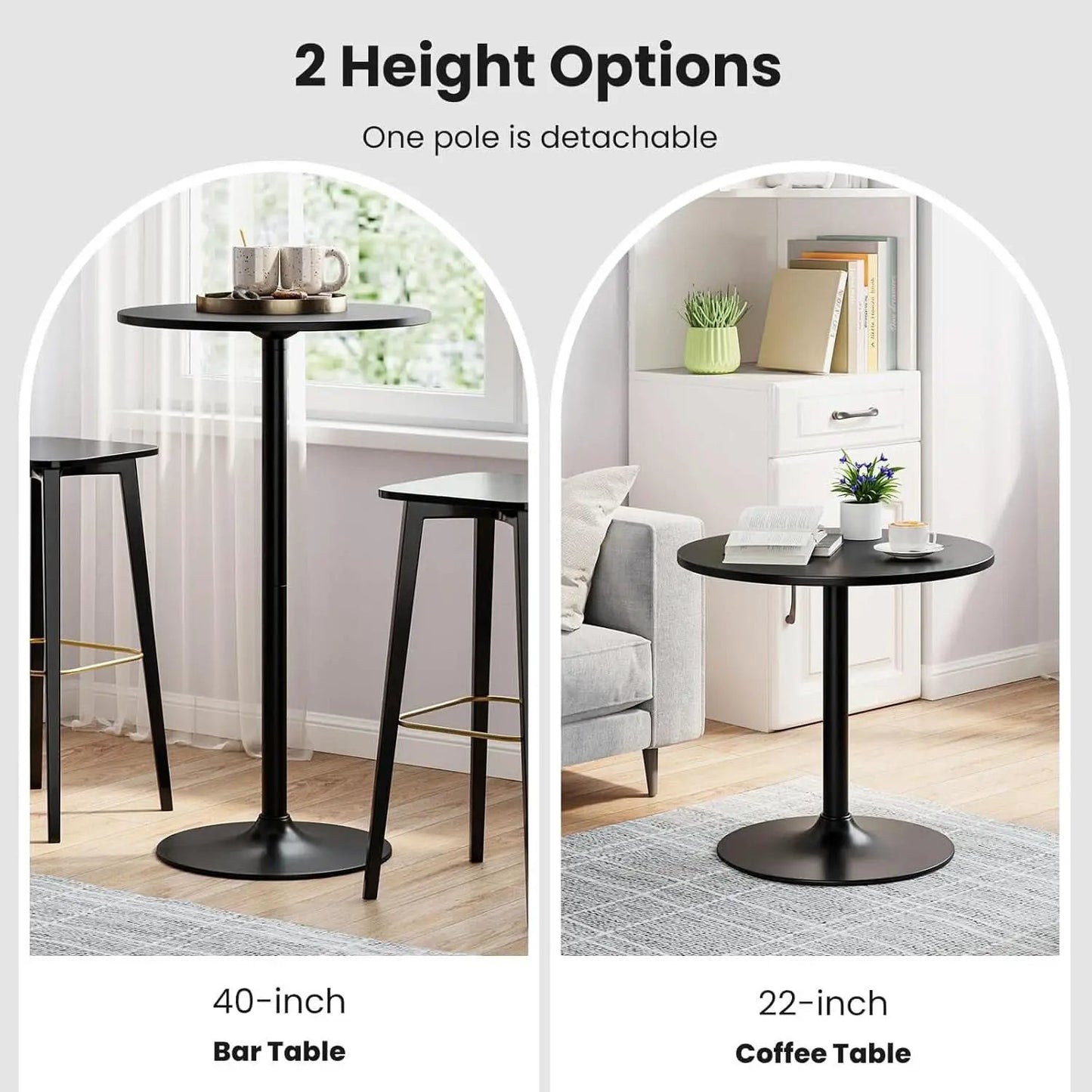 Bar Table Convertible Height Twenty Four Inch RoundTop Surface from PriceLows™