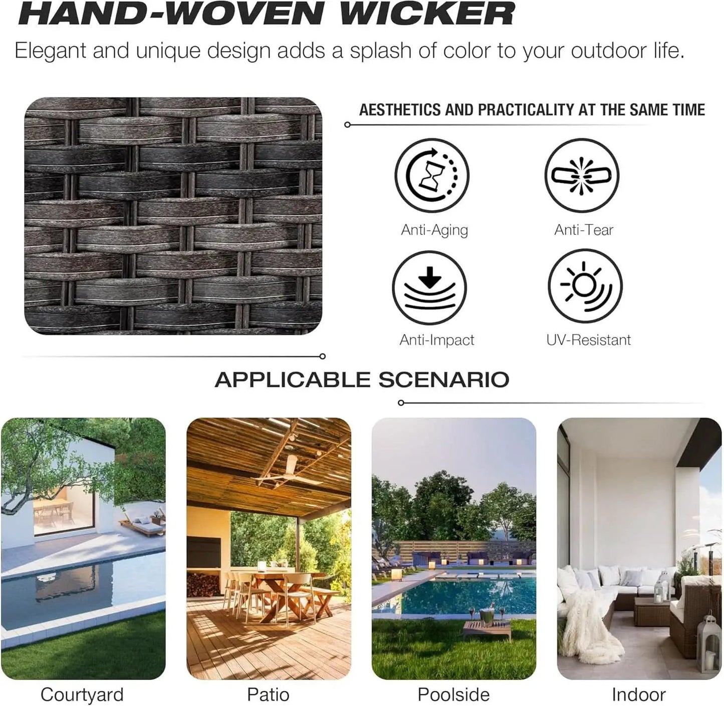 5-Piece Wicker Patio Furniture Set with Cushions from PriceLows™