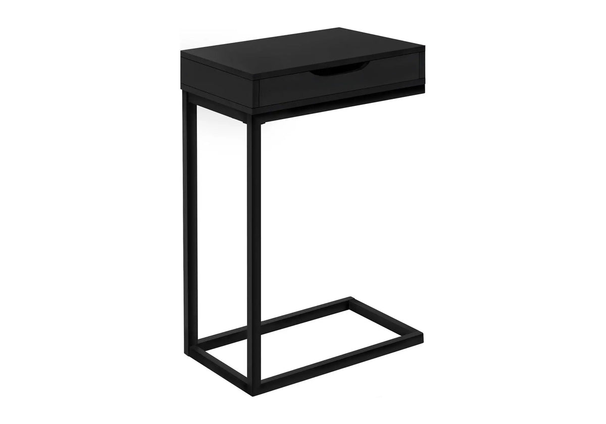 C-Shaped Accent Table | Sturdy Metal Base | Thick Panel Top | Contemporary Design