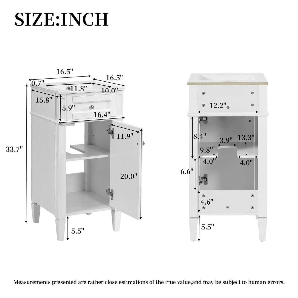 French Style Bathroom Vanity | Integrated Ceramic Sink | Fluted Panels | Solid Wood Legs