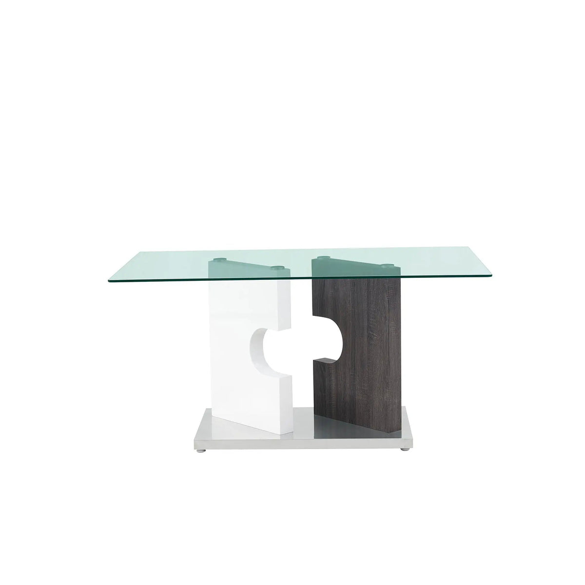 Iris Dining Table | Gray | 59 Inch Width | Two-Tone Pedestal Base