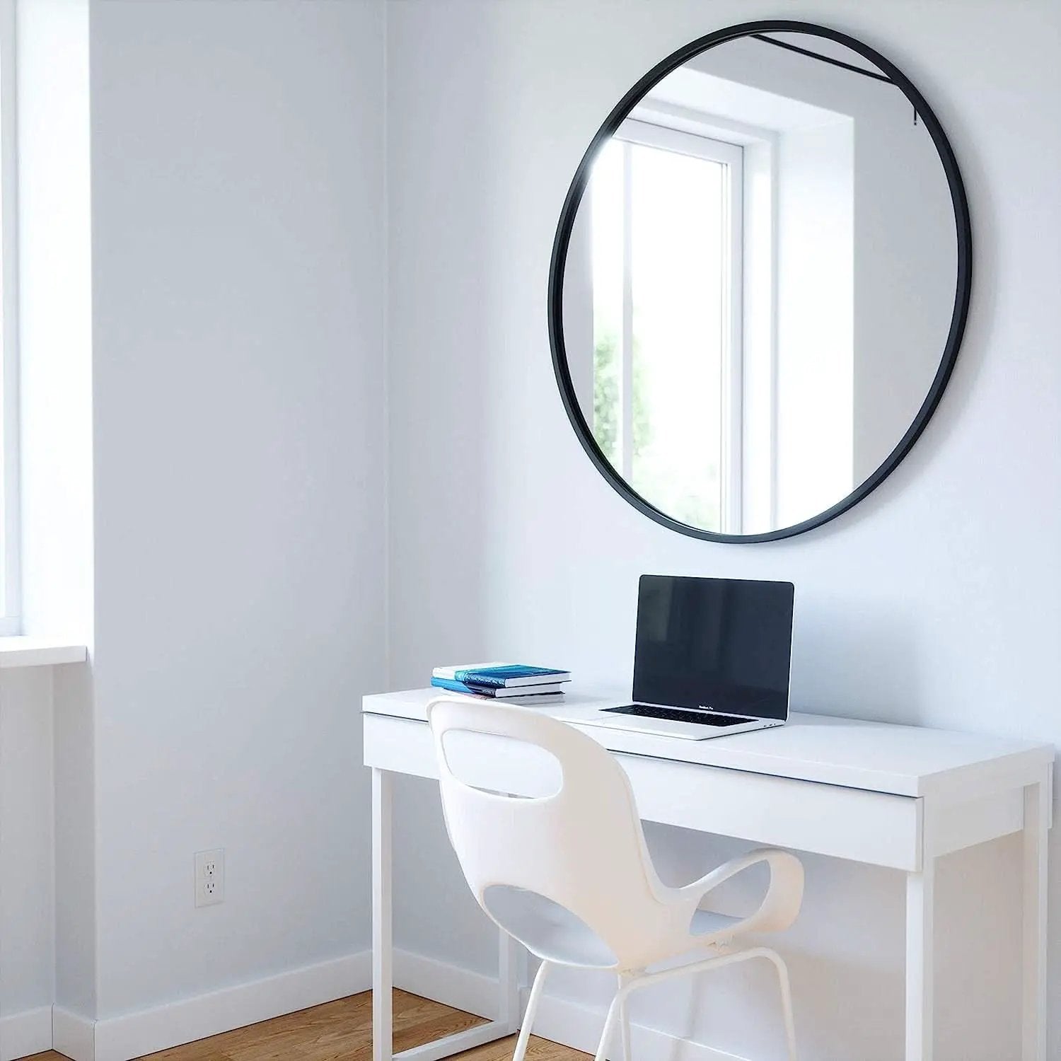Round Rubber Wall Mirror 37 Inch Diameter With Protective Rubber Frame from PriceLows™