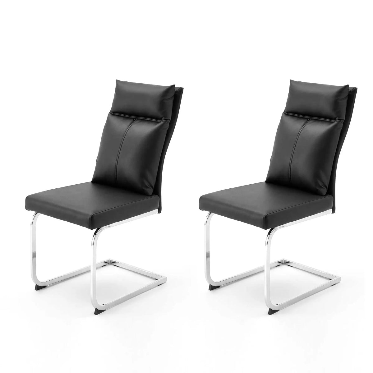 Modern Dining Chairs | Set Of 2 | Soft Cushion Backrest | C-Shaped Chrome Base