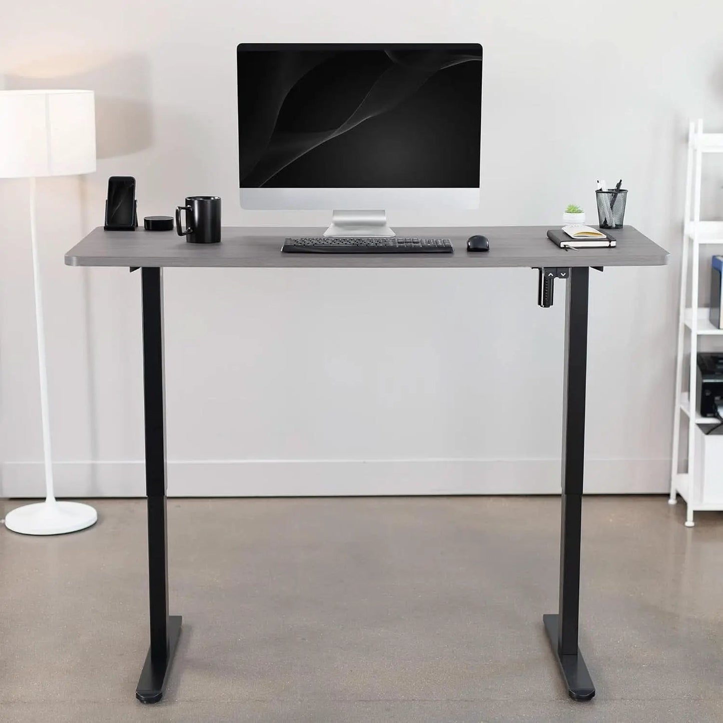 60 Inch Gray Electric Height Adjustable Standing Desk from PriceLows™