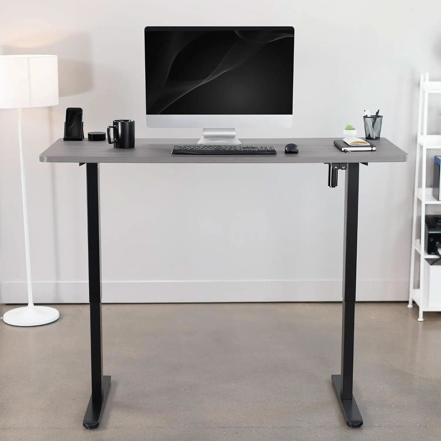 60 Inch Gray Electric Height Adjustable Standing Desk from PriceLows™