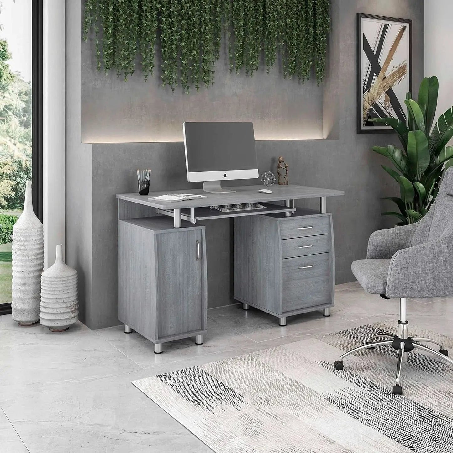 47.5 Inch Computer Desk Keyboard Tray File Cabinet from PriceLows™