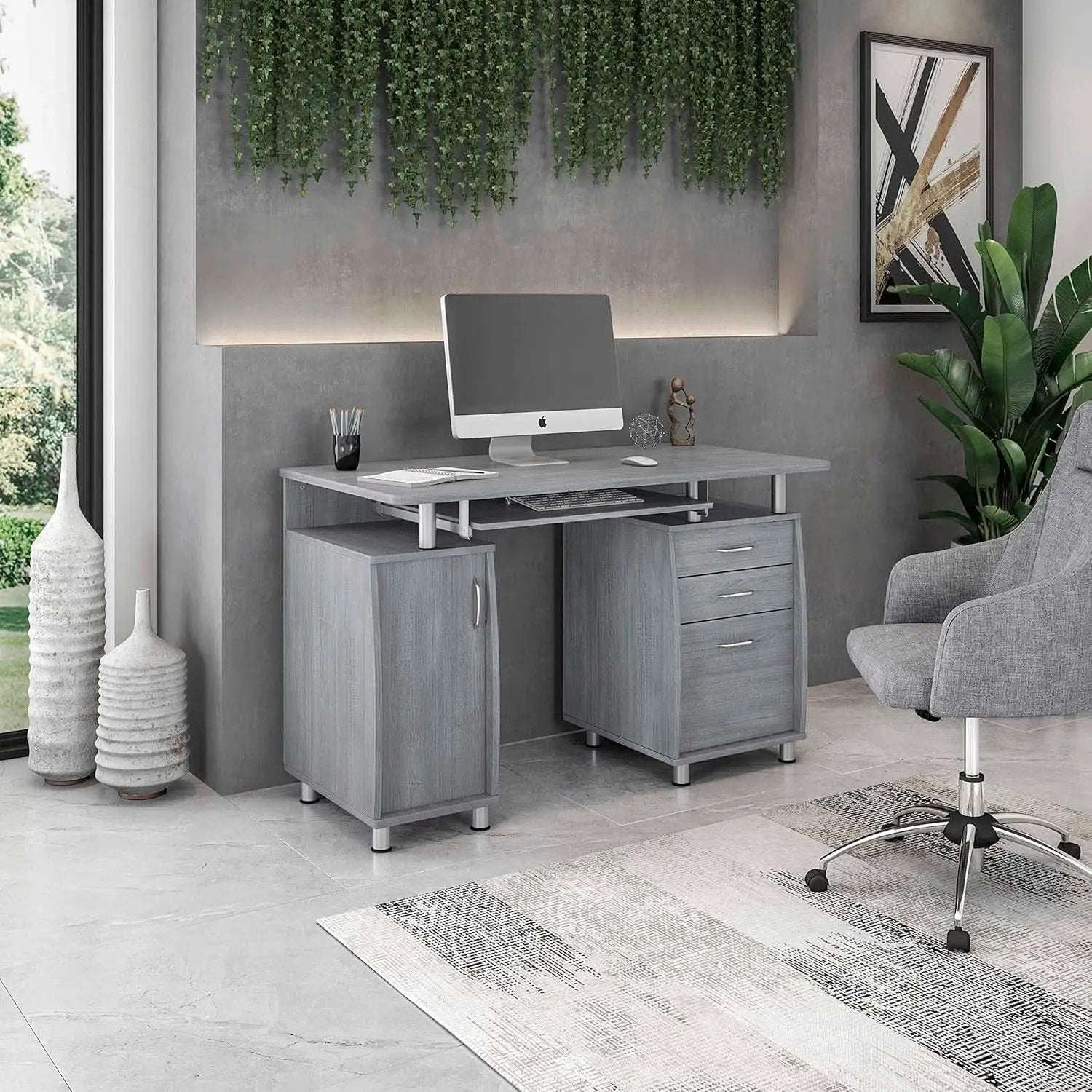 47.5 Inch Computer Desk Keyboard Tray File Cabinet from PriceLows™