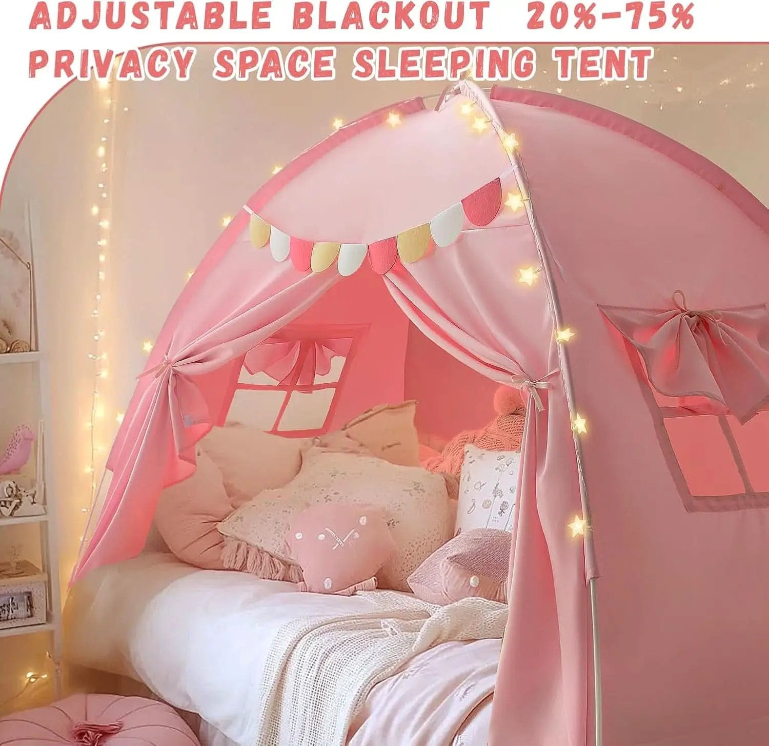 Pink Twin Bed Tent Blackout PrivacyShield Multifunctional from PriceLows™