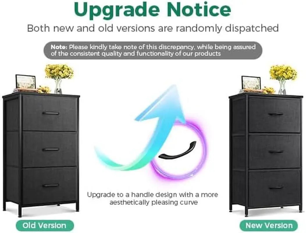 Black 3 Drawer Dresser Nightstand For Bedroom Compact from PriceLows™