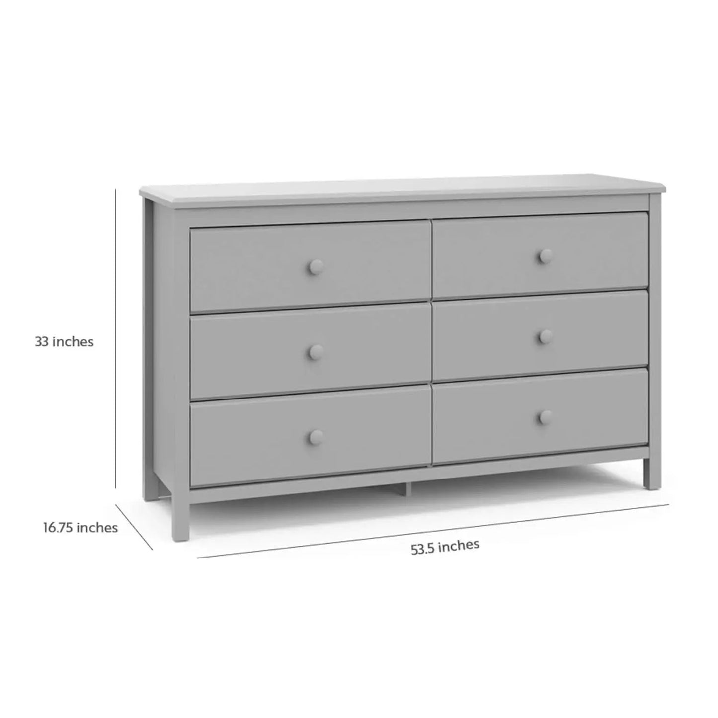 Pebble Gray 6 Drawer Double Dresser For Nursery Greenguard Gold Certified from PriceLows™